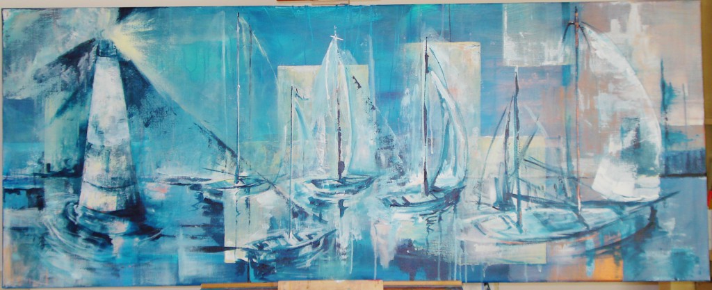 blue safe harbor Acryl op doek 150cm x 60cm Privébezit