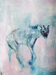 turquase: hyena Acryl op doek 83cm x 100cm € 664,00