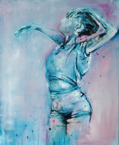 turqoise: mademoiselle Acryl op doek 83cm x 100cm privécollectie